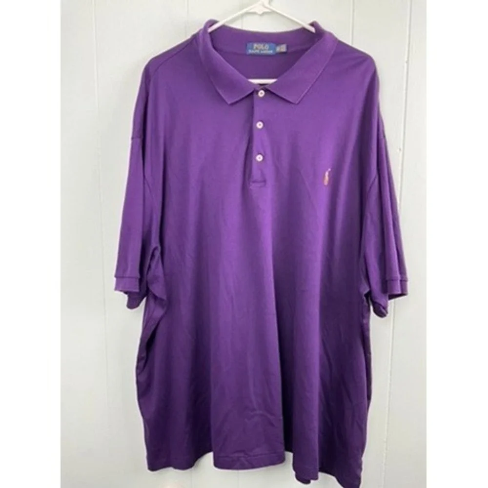 Polo Ralph Lauren Mens 4XB Purple Short Sleeve Embroidered Polo Shirt Big Tall